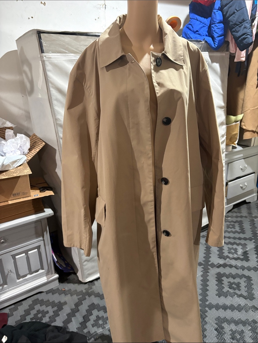 Calvin Klein Tan Single-Breasted Trench Coat